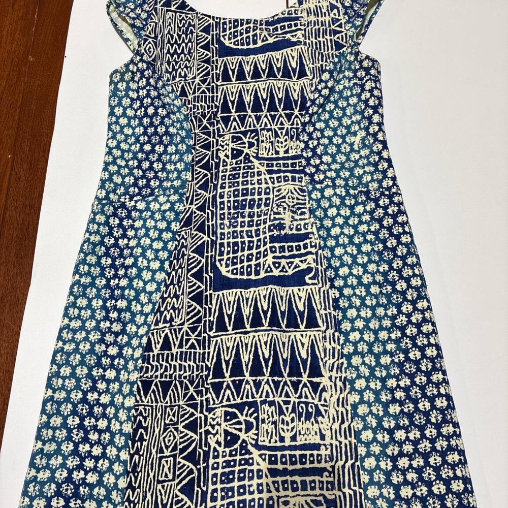 Plenty by Tracy Reese women’s blue Batik print capsleeve mini dress size M lined